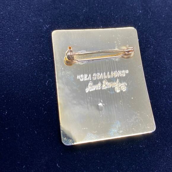 Laurel‎ Burch Sea Stallion Pin Brooch Gold Tone Cloisonné Jewelry Vintage - Picture 6 of 7